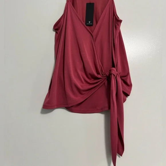 Lulu's NWT Tie to Me Berry Red Faux Wrap Tank Top Size S - Picture 3 of 7
